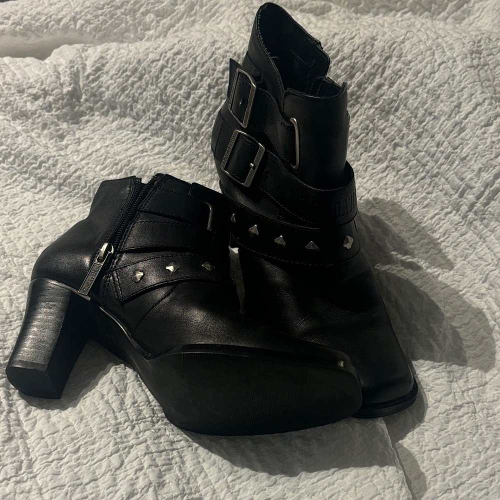 Harley-Davidson Black Ankle Boots with Studded Straps